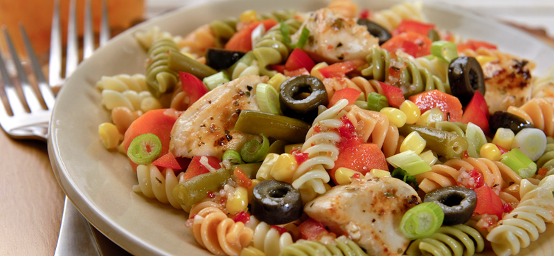 This pasta salad is easy-to-prepare and loaded with vegetables.