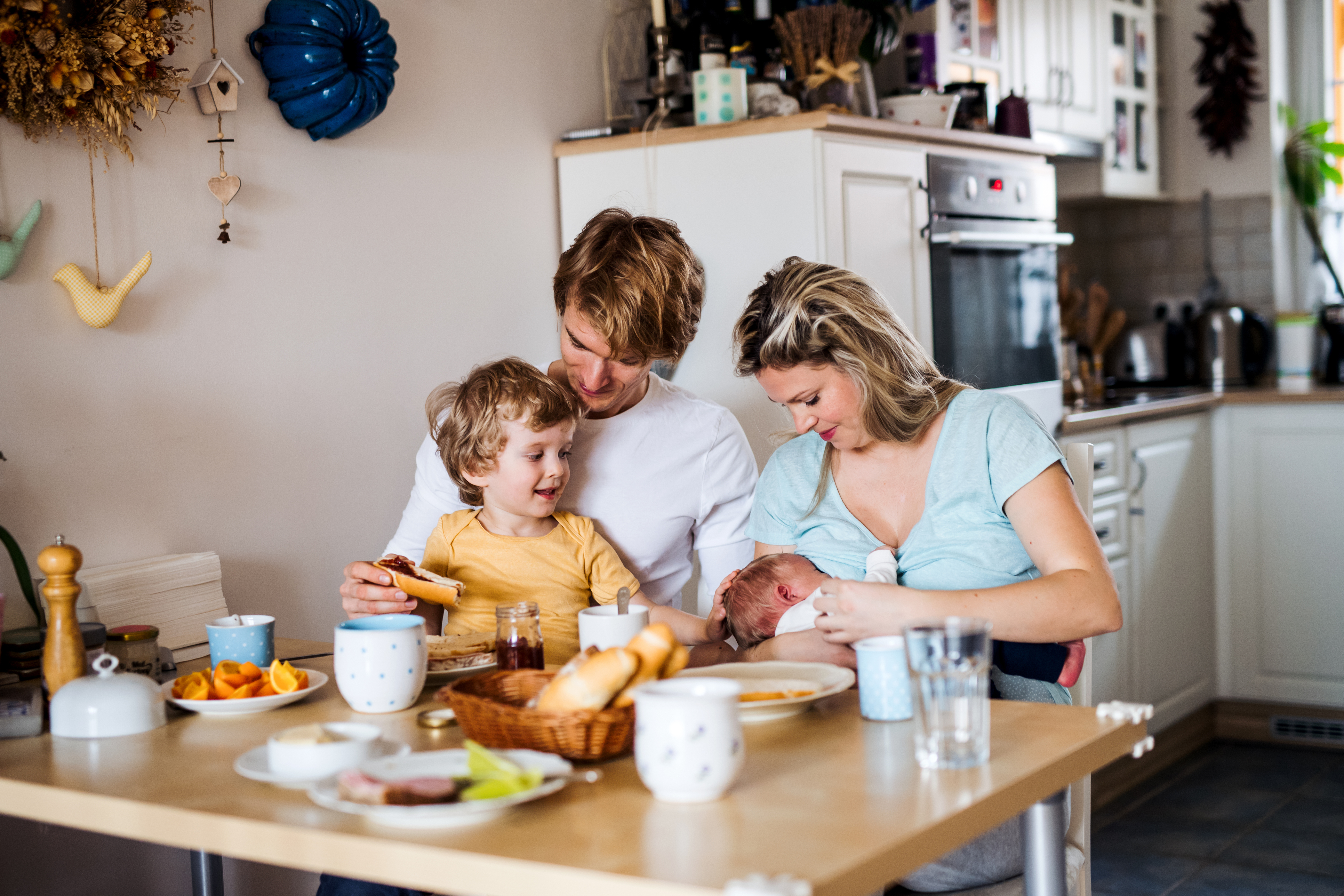 A family eating together