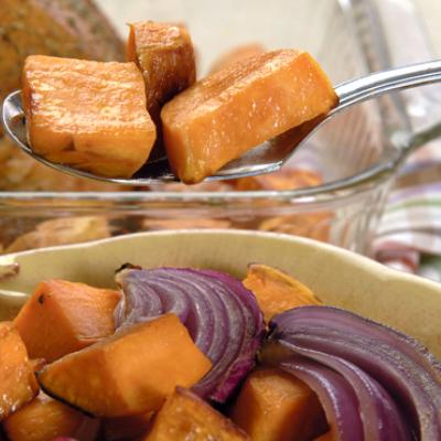 This delicious recipe pairs sweet potatoes with onions for a savory, hearty, and nutritious side dish. 